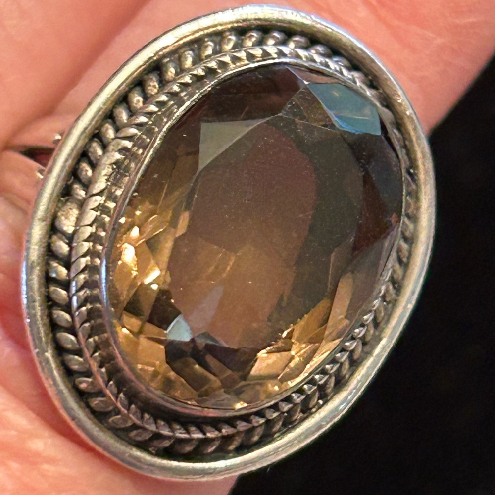 COPY - Smoky Quartz size 9  sterling silver ring